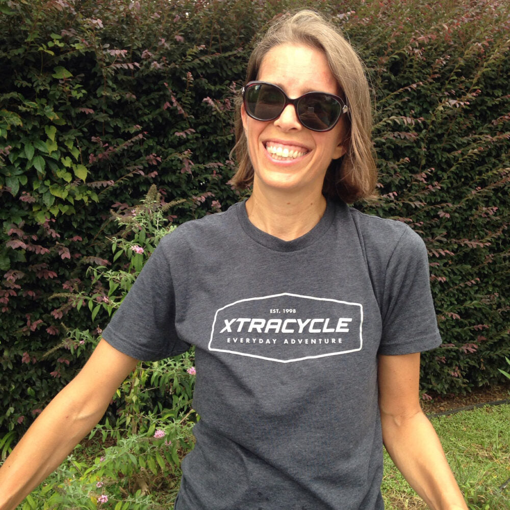 Marie-Claire in the Xtracycle T-Shirt